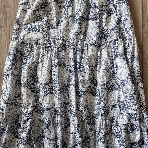 Margaret O'Leary Tiered Maxi Skirt Blue White Paisley Womens SM Boho Retro Y2K - Picture 3 of 12